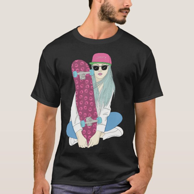 Tjejer Skate Skateboard Skateboardåkning Gör En Ki T Shirt (Framsida)