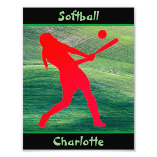 Tjejer Softball Batter upp på Grönten Fototryck