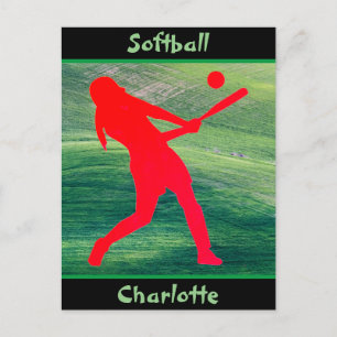 Tjejer Softball Batter upp på Grönten Vykort