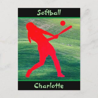 Tjejer Softball Batter upp på Grönten Vykort