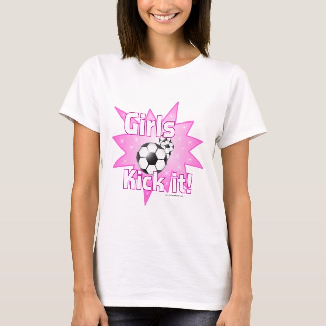 Tjejer sparkar det t-shirt (Framsida)
