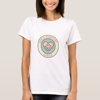Tjejer Stöttar Tjejer Handskakningsmärke Feminist T Shirt