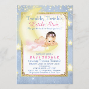 Tjejer Twinkle Twinkle Little Star Baby Shower Inbjudningar