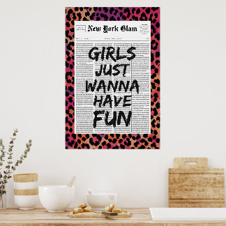 Tjejer Vill Bara Ha Kul Leopard Glam Tidning  Poster