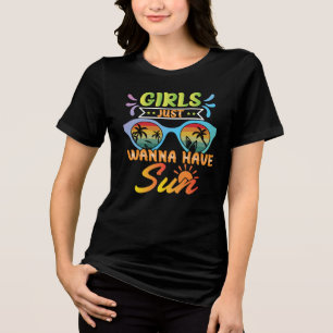 Tjejer Vill Bara Ha Sol Retro Solglasögon Strand T Shirt