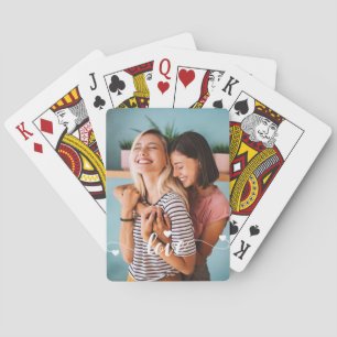 Tjejer Vita Kärlek Skript Med Hjärta Alla Hjärtans Casinokort