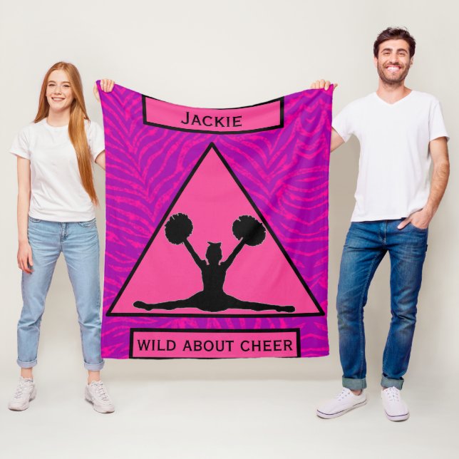Tjejer "Wild About Cheer" Rosa Lila Zebra Fleecefilt (På plats)
