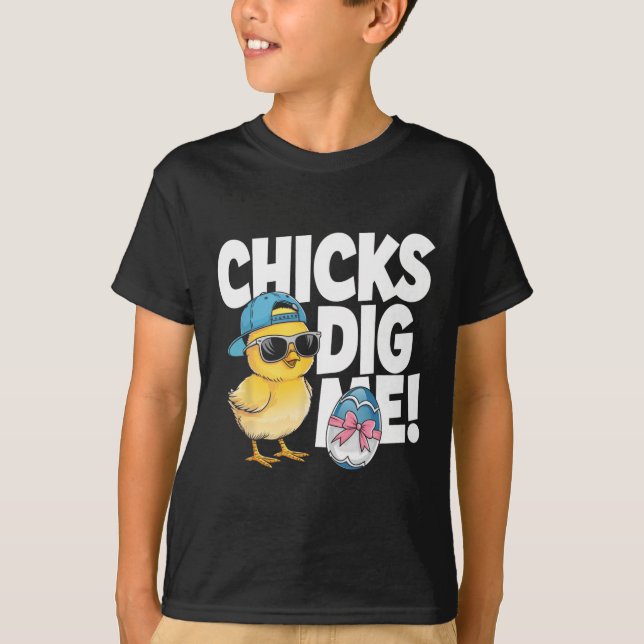 Tjejerna gillar mig påsk småpojkar män Glad påsk T Shirt (Framsida)