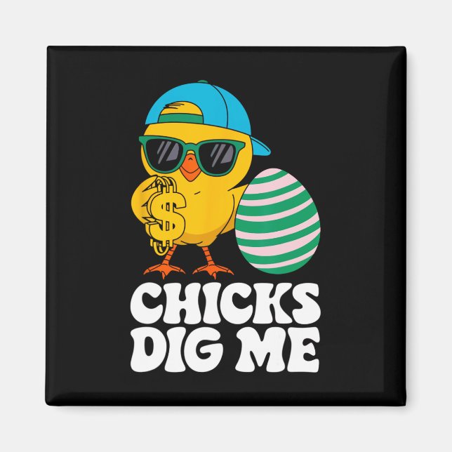 Tjejerna Tycker Jag Är Rolig Glad Påsk Söndag Outf Magnet (Framsidan)