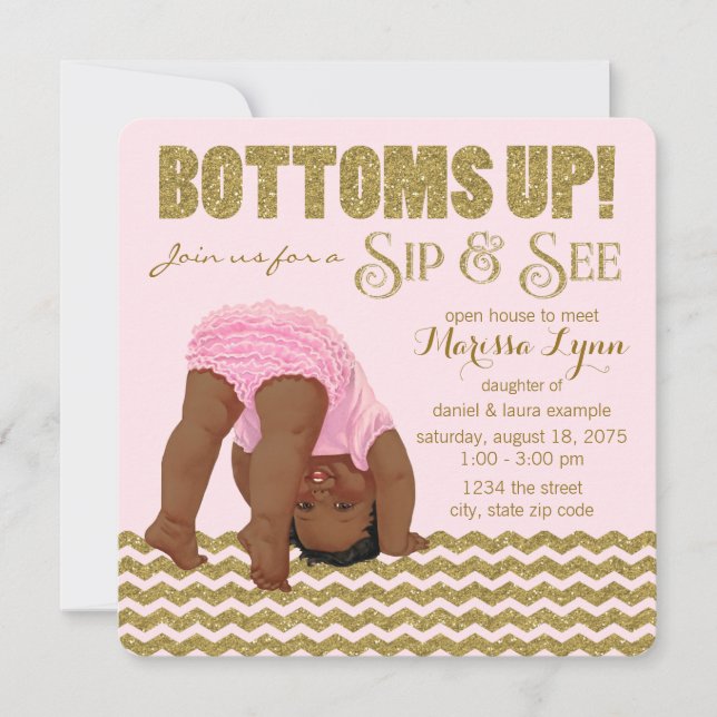 Tjejernas babyfirande - Sips and See Inbjudningar (Framsida)