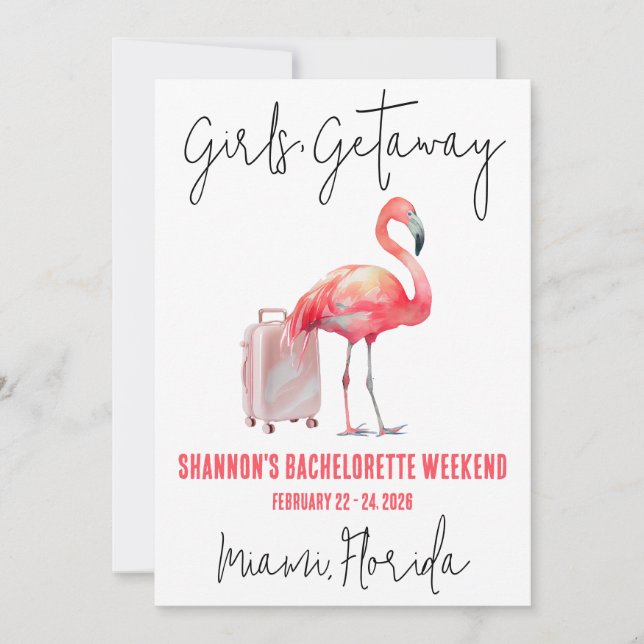 Tjejernas Flamingo Strand Möhippa Helg Inbjudningar (Framsida)