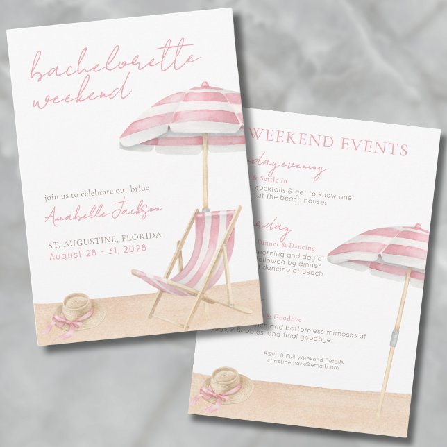 Tjejernas Helg Strand Möhippa Fest Inbjudningar (Girls Weekend Beach Bachelorette Party Invitation)