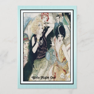 Tjejernas Natt Utanför Kaos Vintage Art Deco Anpas Inbjudningar