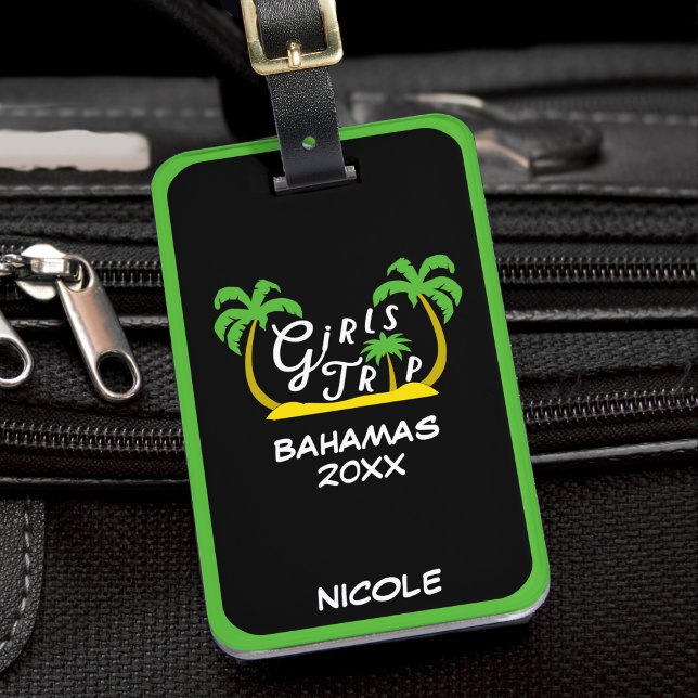 Tjejernas resa Bahamas semester Karibiska ön Bagagebricka (Girls Trip Bahamas Vacation Caribbean Island Luggage Tag)