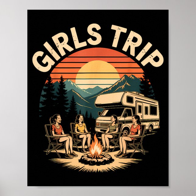 Tjejernas resa husbil camping kamrat resa  poster (Framsidan)