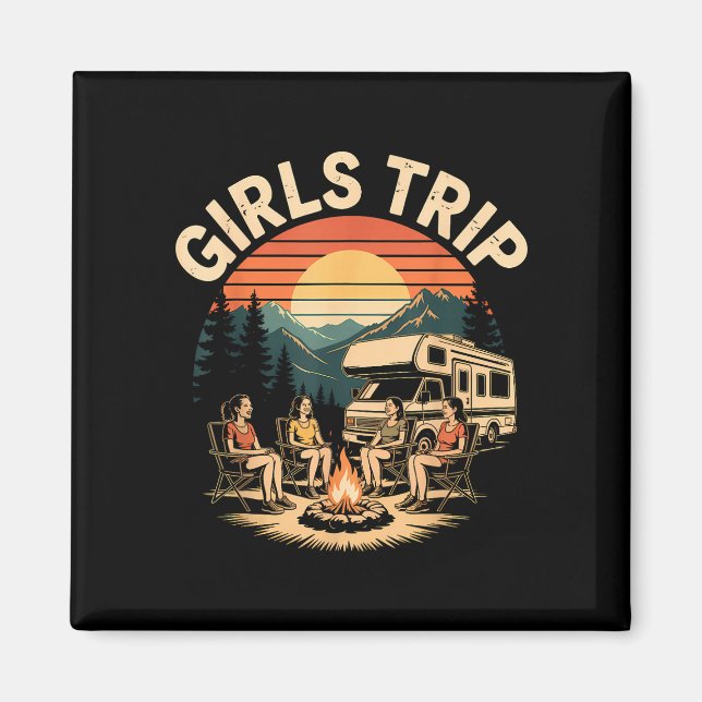 Tjejernas resa husbil camping vänner resa  magnet (Framsidan)