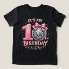 Tjejers 10-års Disco Boll Rosa Dubbla Siffror T Shirt