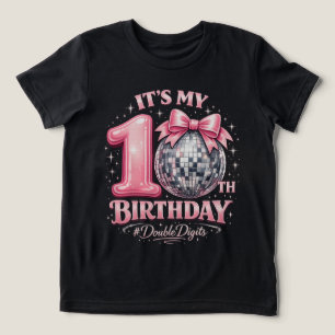 Tjejers 10-års Disco Boll Rosa Dubbla Siffror T Shirt