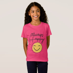 Tjejers "Always Happy" Rosa Smiley Tröja - Bright 