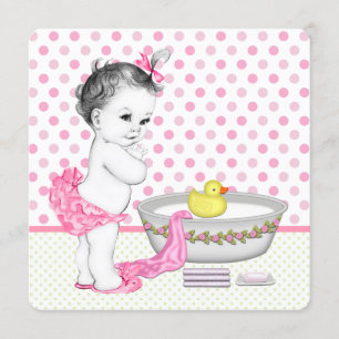 Tjejers badtid baby shower inbjudningar
