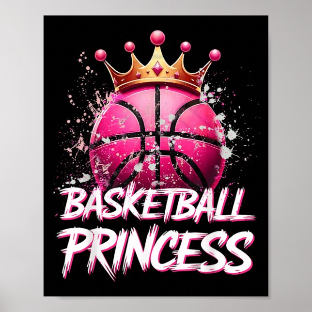 Tjejers Baseboll Prinsessa Rosa Baseboll Boll Kron Poster (Framsidan)