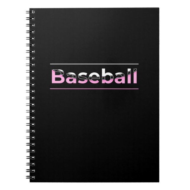 Tjejers baseboll - rosa geometrisk typografi anteckningsbok (Framsidan)