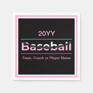 Tjejers baseboll - rosa geometrisk typografi pappersservett