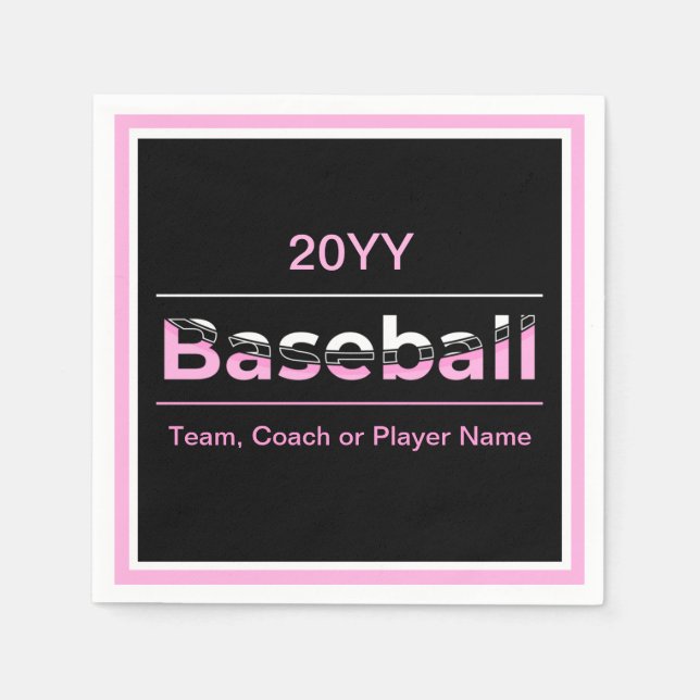Tjejers baseboll - rosa geometrisk typografi pappersservett (Framsidan)