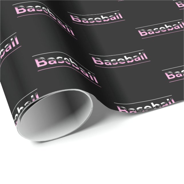 Tjejers baseboll - rosa geometrisk typografi presentpapper (Rullad Hörn)