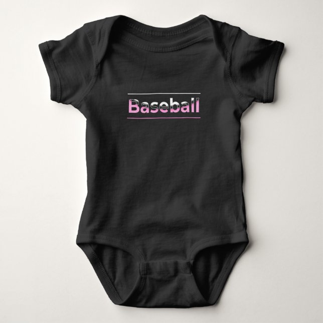 Tjejers baseboll - rosa geometrisk typografi t shirt (Framsida)