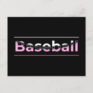 Tjejers baseboll - rosa geometrisk typografi vykort