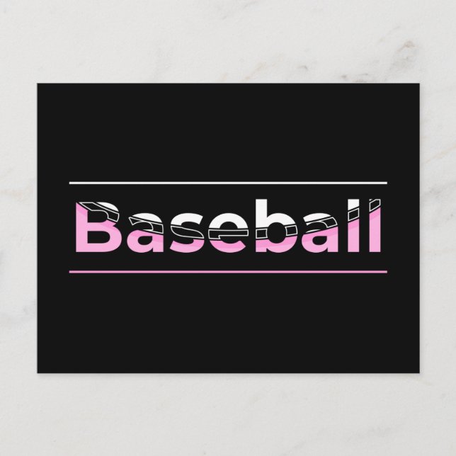Tjejers baseboll - rosa geometrisk typografi vykort (Framsida)