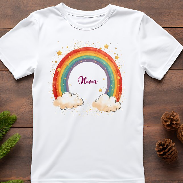Tjejers charming Rainbow med Glowing Stars T Shirt (Skapare uppladdad)