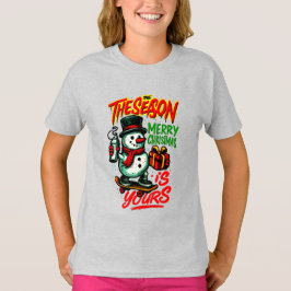 Tjejers festliga snöman jul mysig högtid t shirt