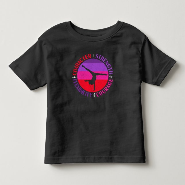 Tjejers gymnastik Karaktär Styrka Mod T Shirt (Framsida)