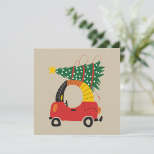 Tjejers julgran barn ful jul lastbil  julkort