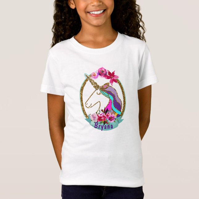 Tjejers Magiska Enhörnings Berättelse Bok Illustra T Shirt (Framsida)