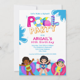 Tjejers poolparty 10-årsdag inbjudningar