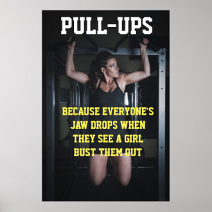 Tjejers Pull-Ups Träningsmotiverande Citat för Gym Poster