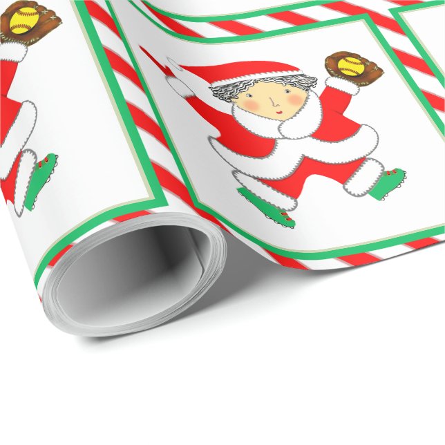 Tjejers Softboll Julpresent Presentpapper (Rullad Hörn)