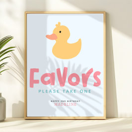 Tjejers sommar gummianka poolparty födelsedagsfavo poster