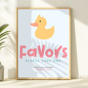 Tjejers sommar gummianka poolparty födelsedagsfavo poster