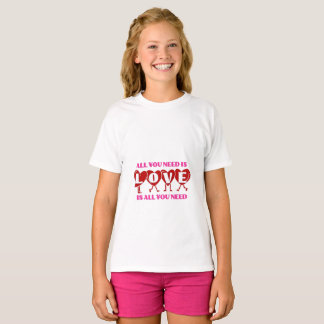 Tjejers söta "All You Need Is Love" Hjärtat T-Shir T Shirt