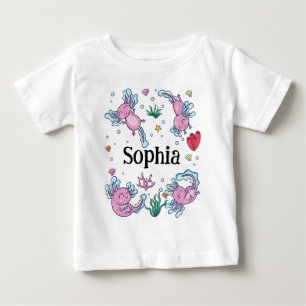 Tjejers söta och moderna rosa axolotl och namn för t shirt