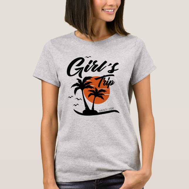 Tjejers strandresa palmer sol t shirt (Framsida)