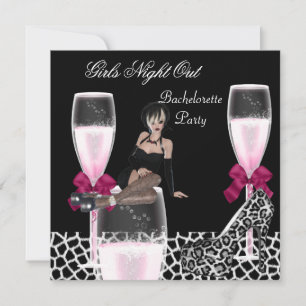 Tjejers vilda natt ute rosa skor champagne inbjudningar