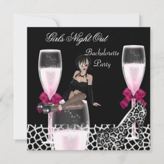 Tjejers vilda natt ute rosa skor champagne inbjudningar
