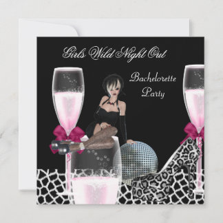 Tjejers vilda natt ute rosa skor champagne inbjudningar