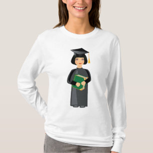Tjejexamen i svart kappa och studentmössa t shirt