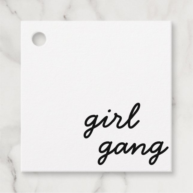 Tjejgäng söt modern feministisk tjejpower-manus  gåvor etiketter (Framsida)